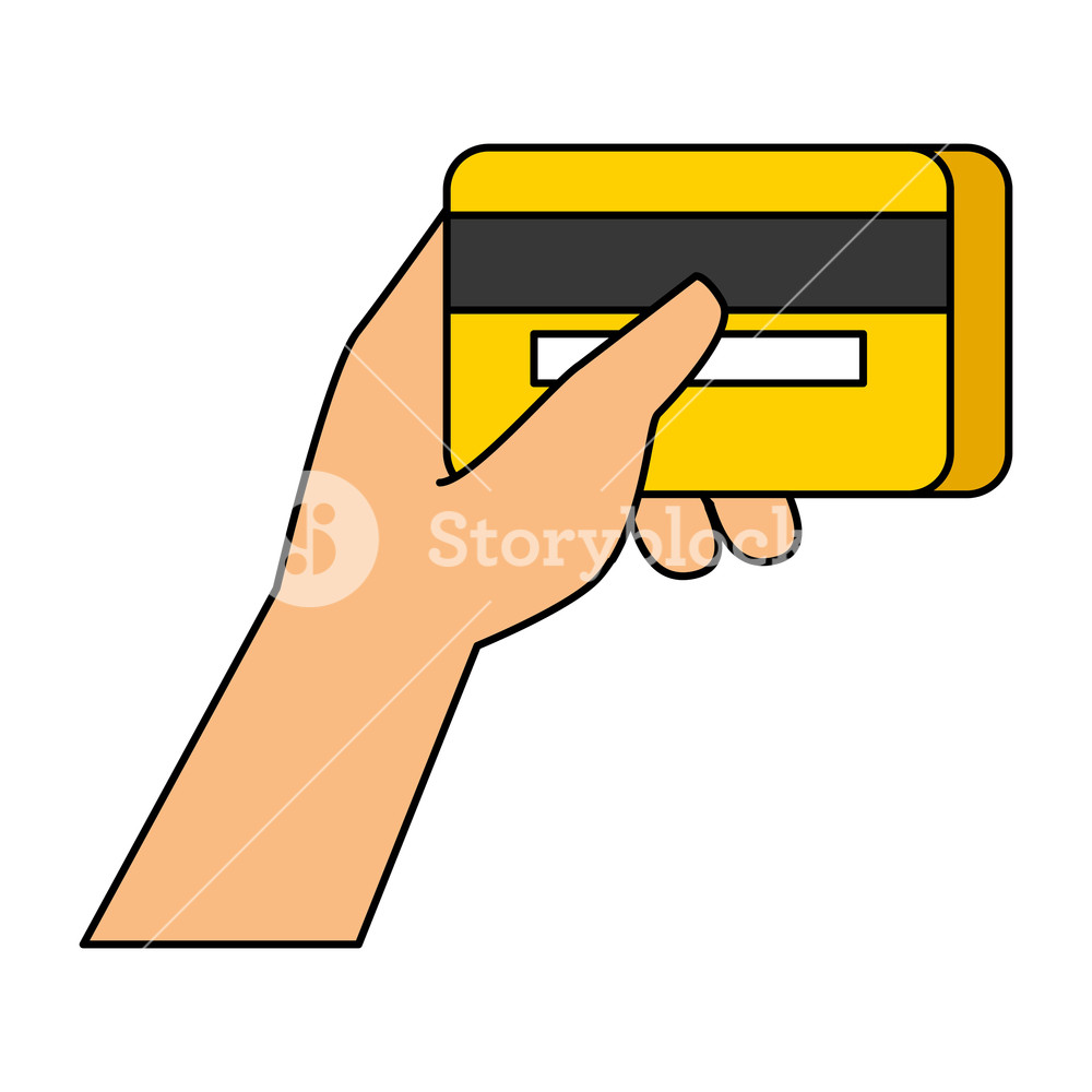 1000x1000 Hand Holding Bank Credit Card Vector Illustration Royalty Free