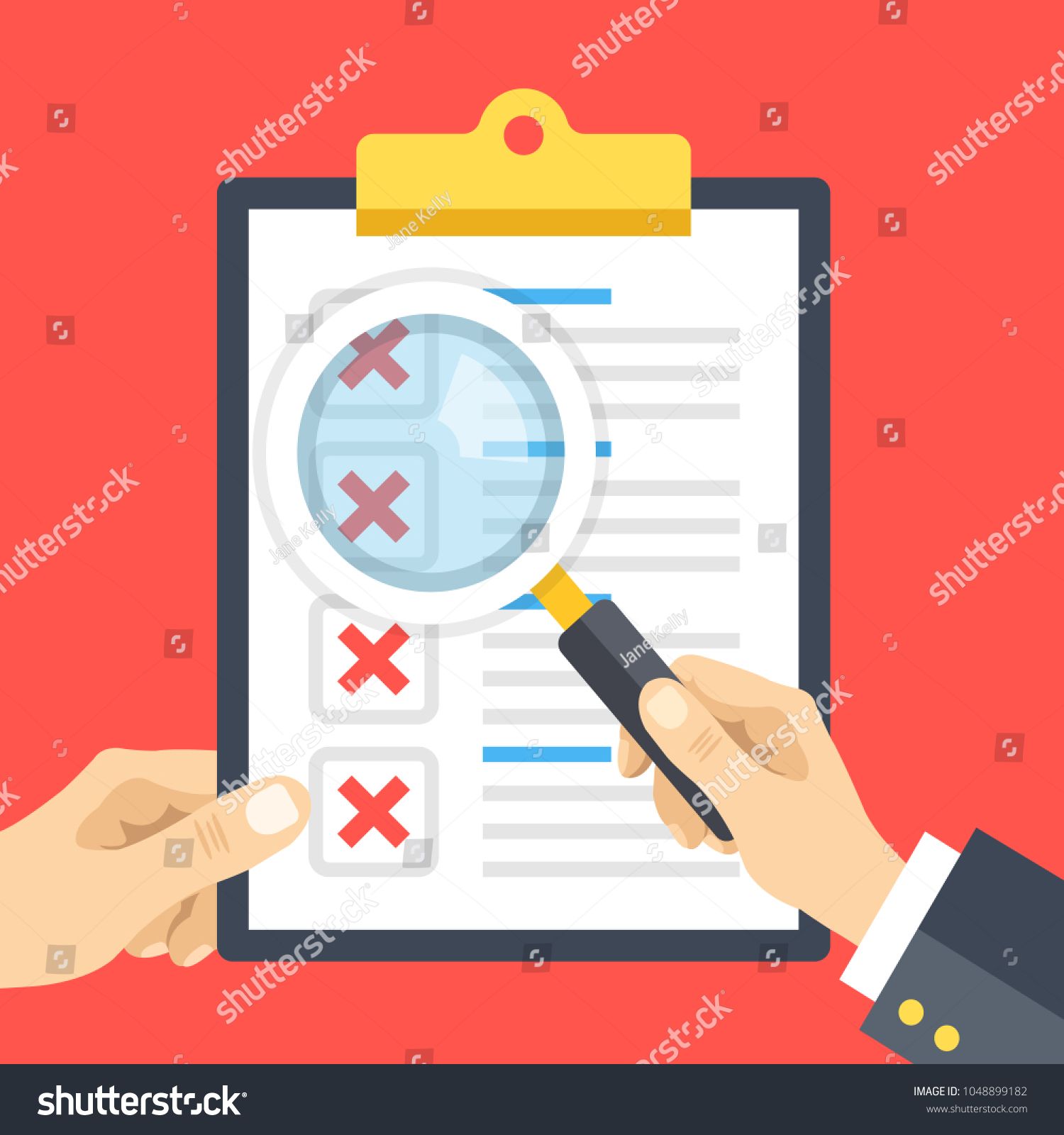 1500x1600 Hand Holding Checklist Clipboard And Hand Holding Magnifying Glass