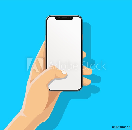 500x493 Hand Holding Black Bazelless Smartphone And Finger Touch, Click