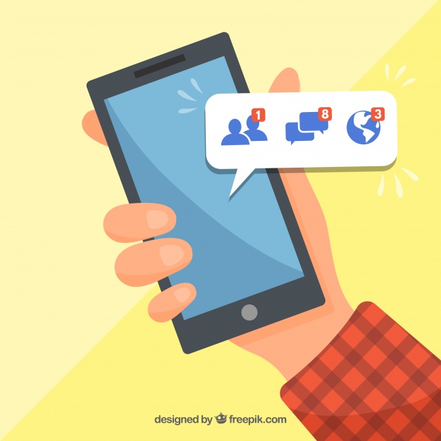 626x626 Hand Holding Phone With Facebook Notifications Vector Free Download