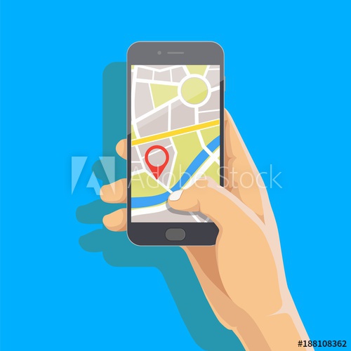 500x500 Man's Hand Holding Phone With Map And Marker Mobile Gps