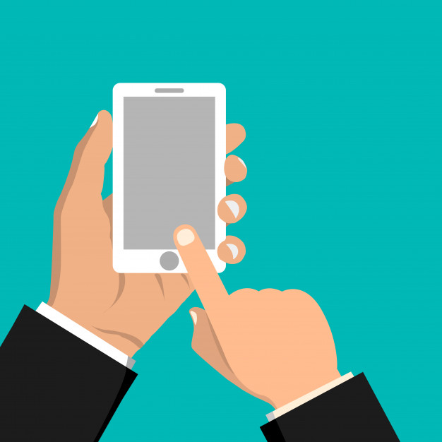 626x626 Mobile Phone In Hand Hand Holding Smartphone Flat Design Vector