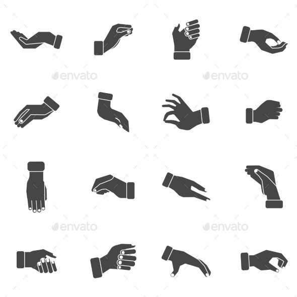 590x590 Hand Palms Gestures Of Grabbing Taking And Holding Something Black