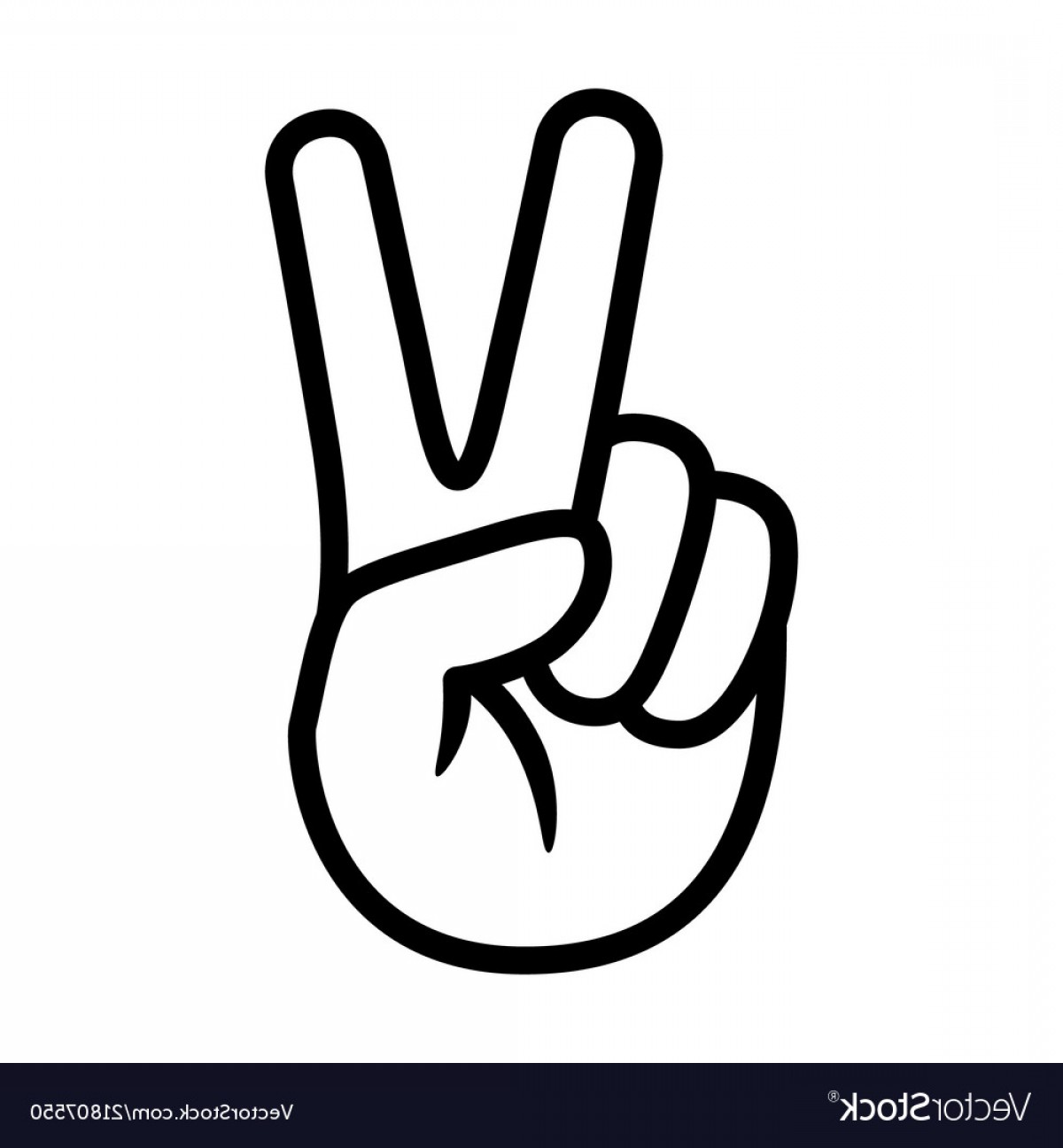 1200x1296 Hand V Sign For Peace Or Victory Line Icon Vector Studiogrfx