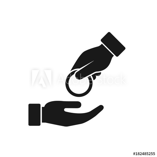 500x500 Hand Giving Coin Money To Other Hand Icon Vector Black