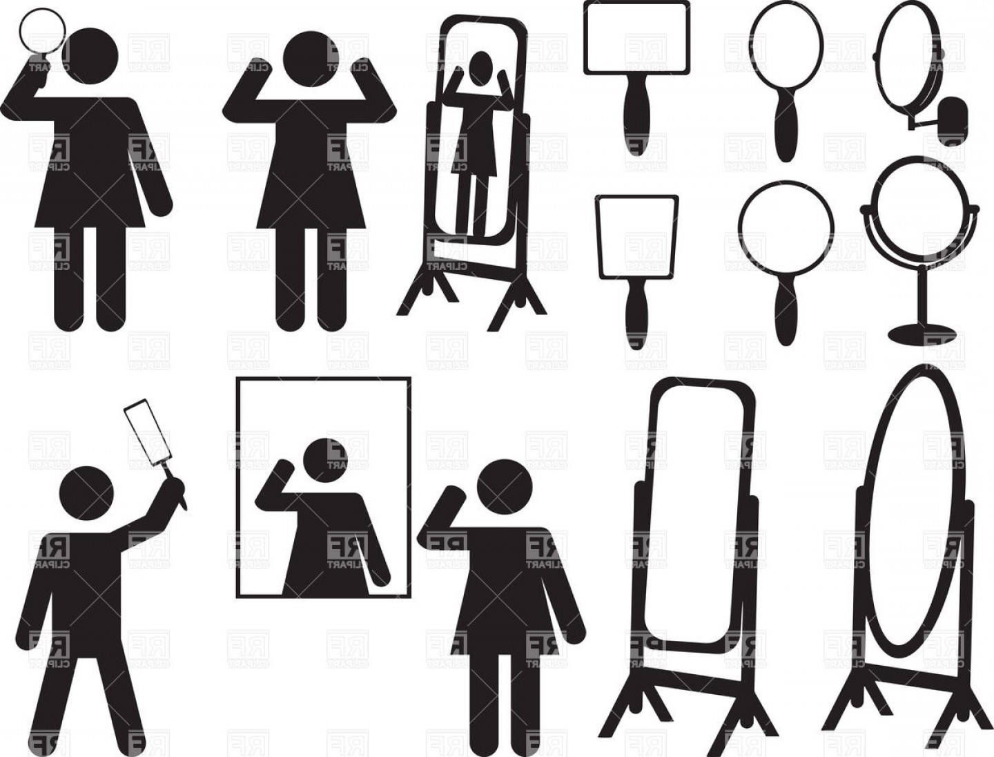 1440x1096 People And Mirrors Woman With Hand Mirror Vector Clipart Soidergi