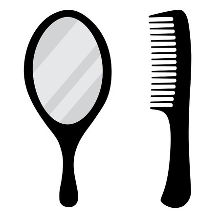 450x450 Black, Small, Hand Mirror Vector Icon Set Barber Comb Royalty