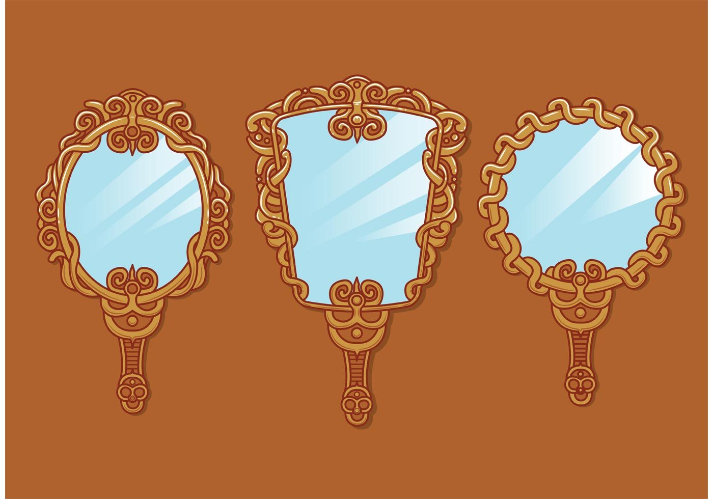 1400x980 Vintage Hand Mirror Vectors Drawn Antique Drawing P