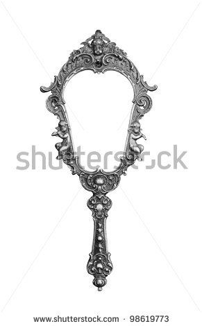 291x470 Vintage Hand Held Mirror Isolated On White