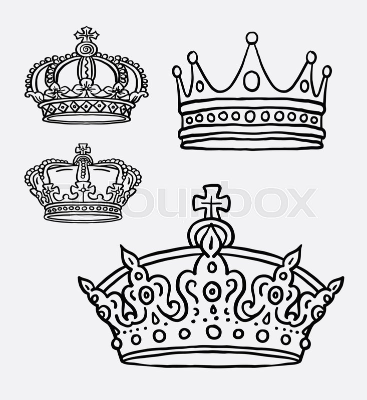 733x800 Crown, The King Symbol Hand Drawing Stock Vector Colourbox