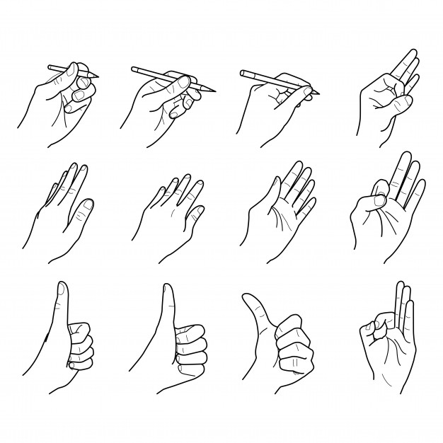 626x626 Hand Outline Collection Vector Premium Download