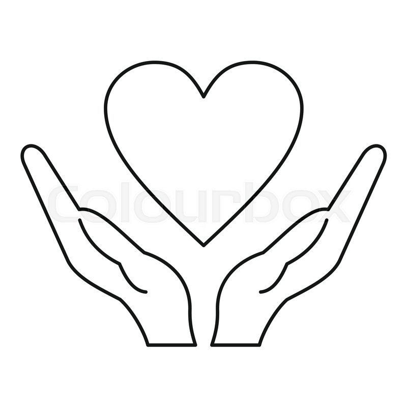 800x800 Hands Holding Heart Icon Outline Stock Vector Colourbox