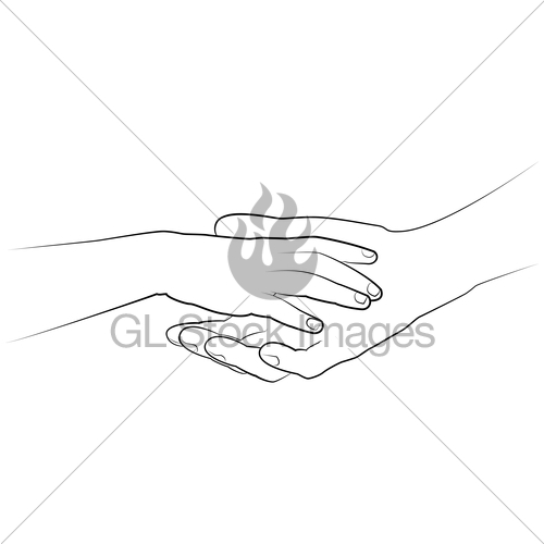 500x500 Man's Hand Holding A Child's Palm Vector Drawing Gl Stock Images