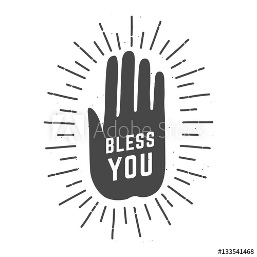 500x500 Bless You Hand Palm, Vector Illustration Logo