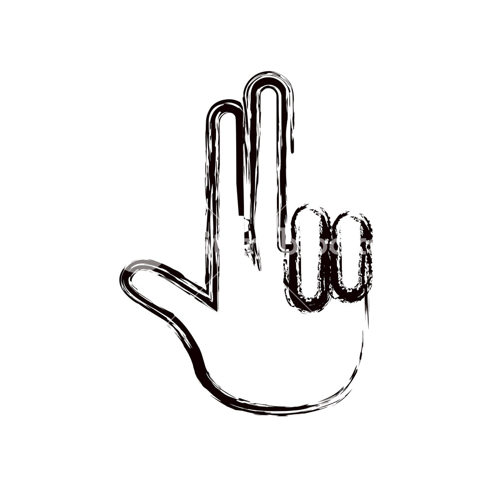 1000x1000 Blurred Thick Contour Hand Palm Showing Two Fingers Icon Vector