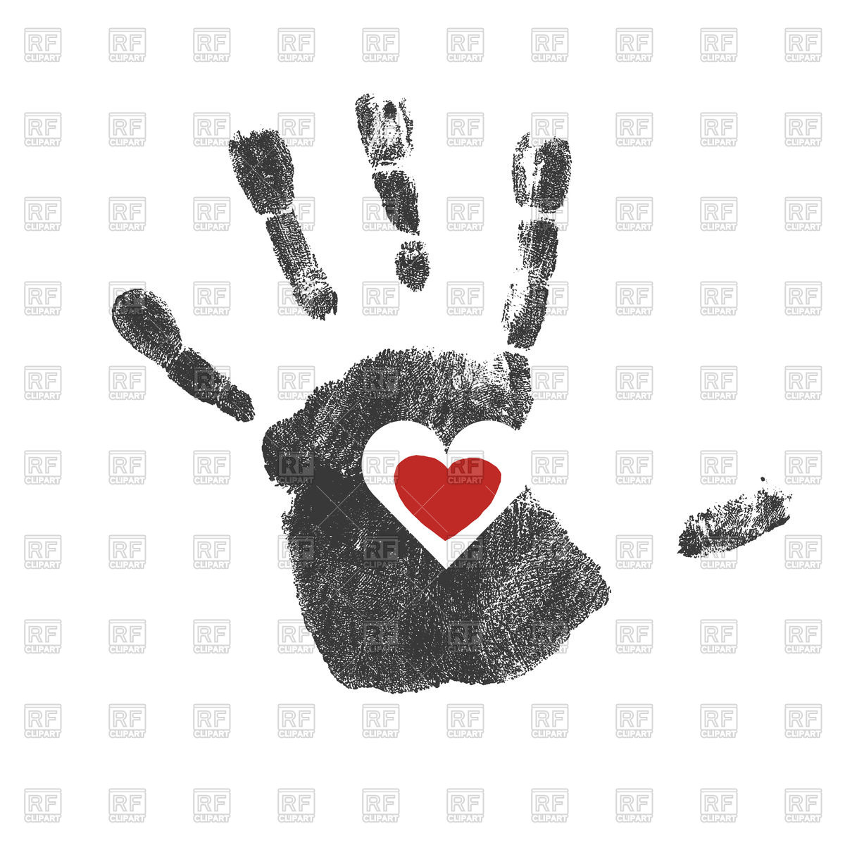 1200x1200 Handprint With Red Heart Inside Vector Image Of Design Elements