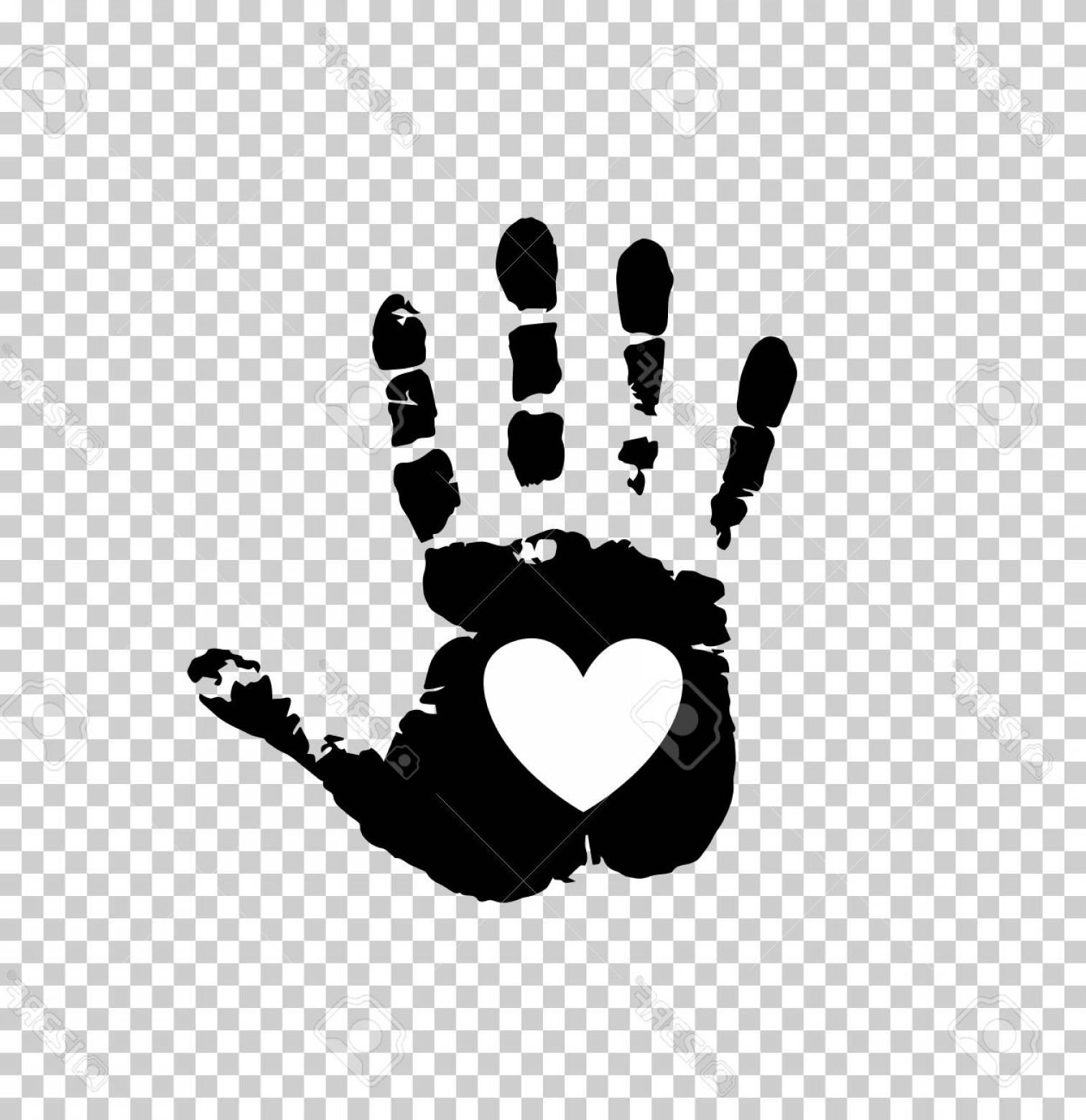 1512x1560 Photostock Vector Black Silhouette Of Human Hand Print With Heart