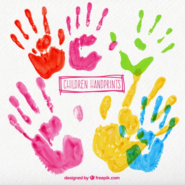 626x626 Colorful Children Handprints Vector Free Download
