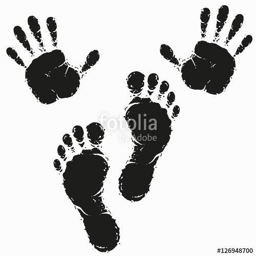 500x500 Black Footprint And Hand Print Vector Stock Image And Royalty