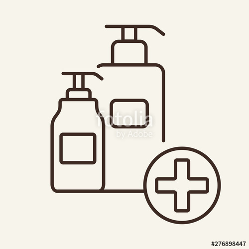 500x500 Medical Soap List Line Icon Cross In Circle And Bottles, Medicine