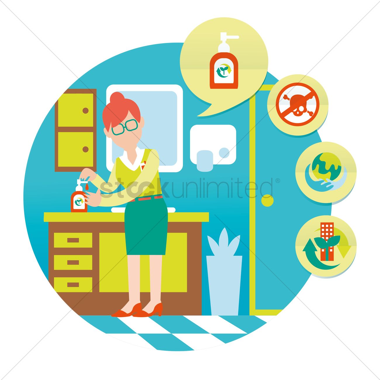 1300x1300 Woman Using Hand Sanitizer Vector Image