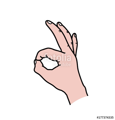 479x500 Ok Hand Gesture Vector Line Art, A Hand Drawn Vector Cartoon