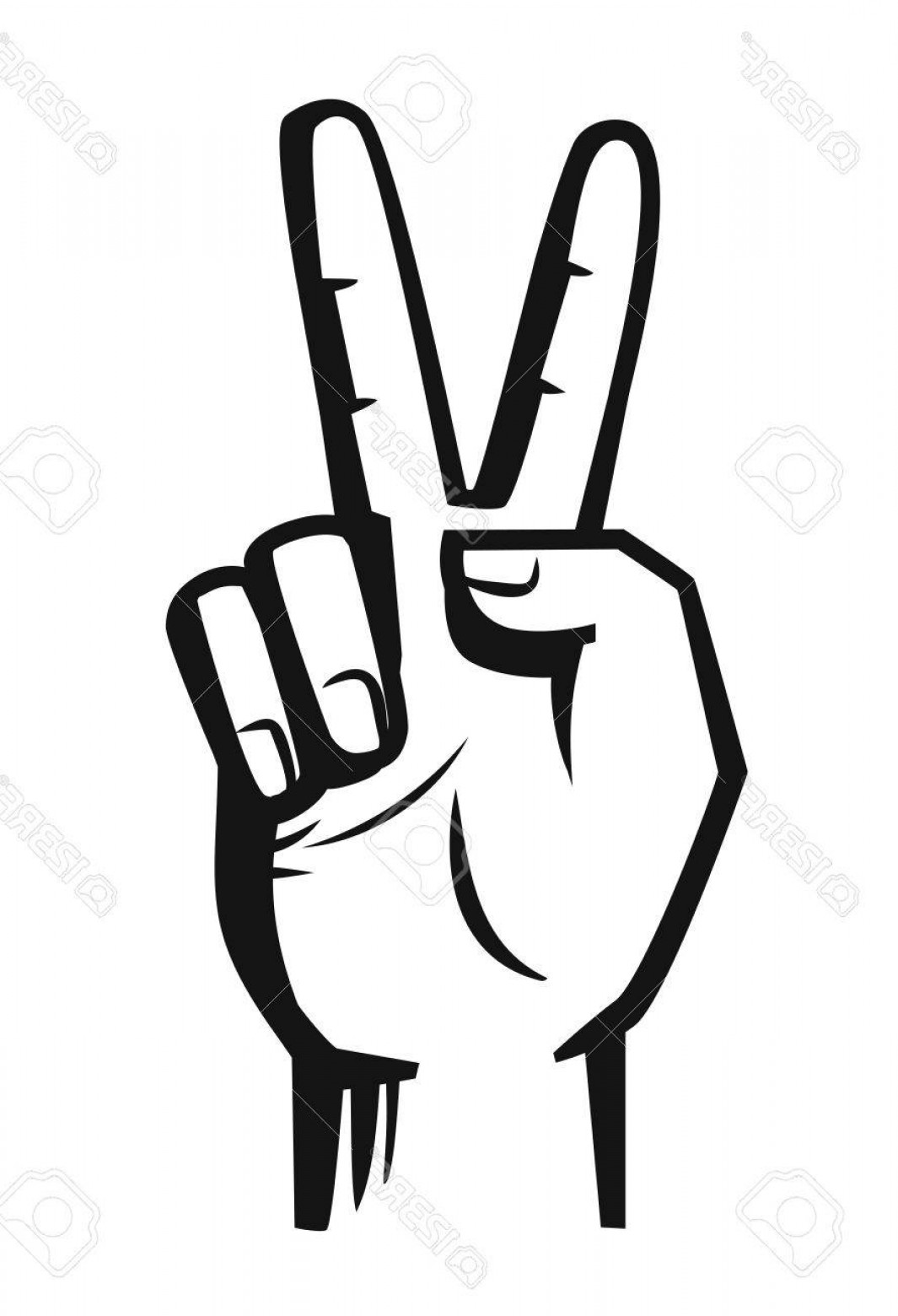 1065x1560 Photostock Vector Hand Sign Victory Vector Black Illustration