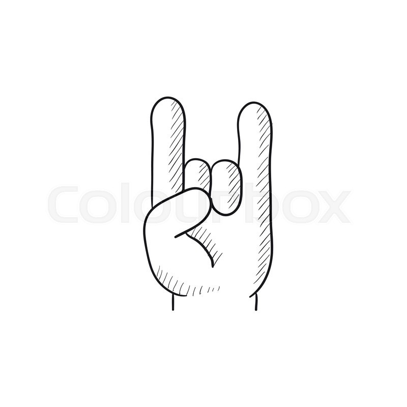 800x800 Rock And Roll Hand Sign Vector Sketch Stock Vector Colourbox