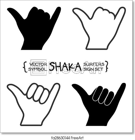 561x581 Free Art Print Of Vector Surfers Shaka Hand Sign Vector Black