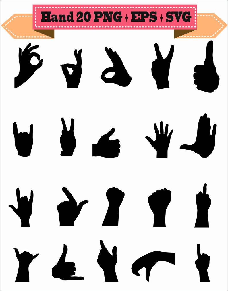794x1013 Hand Greeting Palm Mitt Arm Five Fist Like Silhouette Vector Etsy
