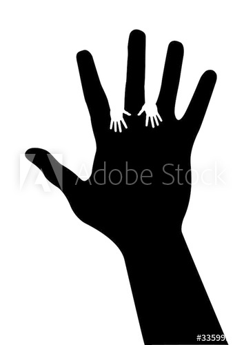354x500 Adult Hand Silhouette With Baby Hand Silhouette Vector