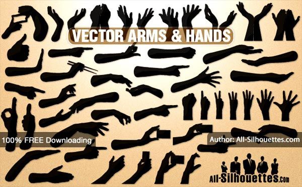 600x372 Free Vector Hands And Arms Silhouettes Free Hands Vector Art
