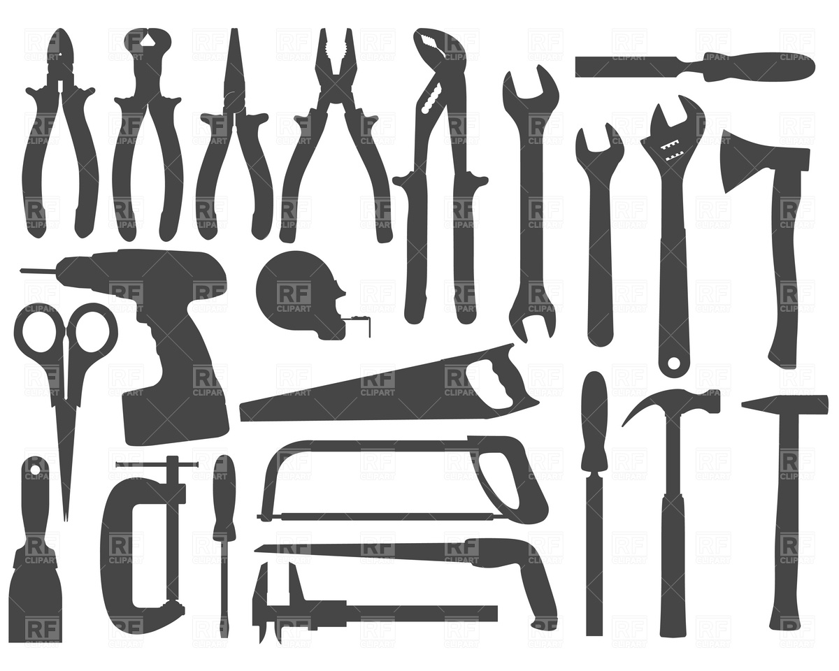 1200x960 Hand Work Tools Silhouette Set Vector Image Of Objects Gomixer