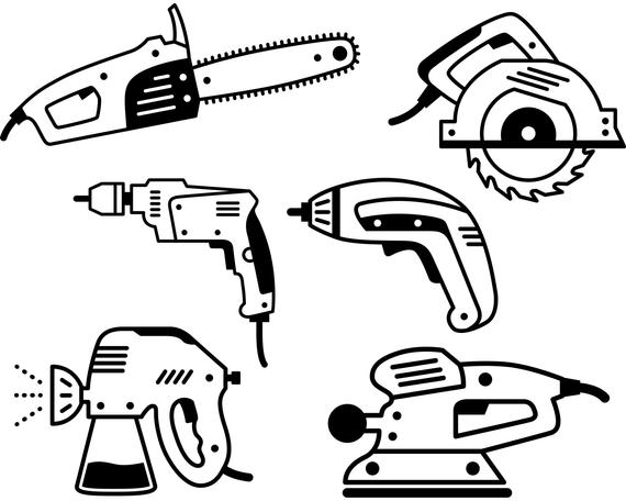 570x456 Power Tools Bundle Hand Tools Vector Construction Etsy