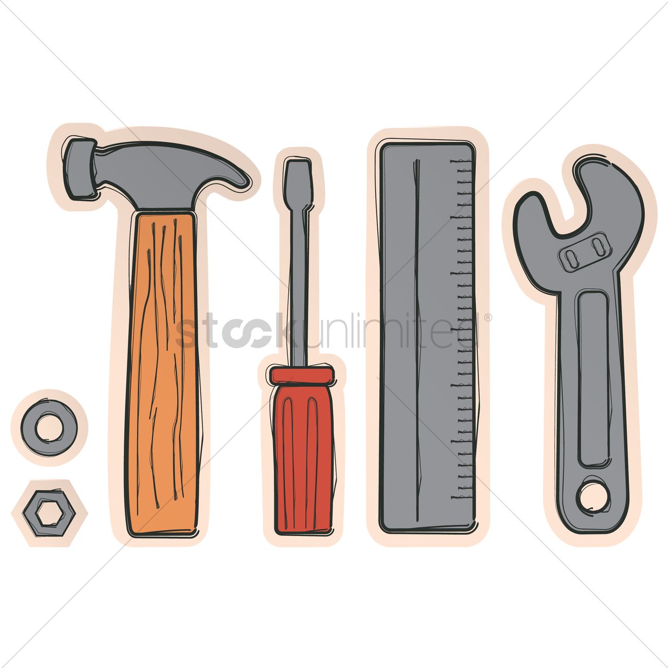 1300x1300 Row Of Hand Tools Vector Image
