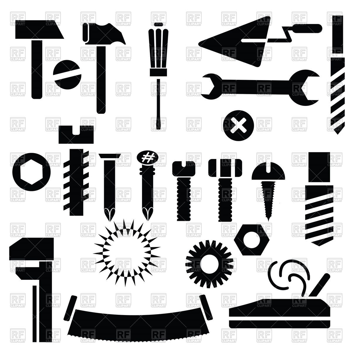1200x1200 Silhouettes Of Hand Tools Vector Image Of Silhouettes, Outlines