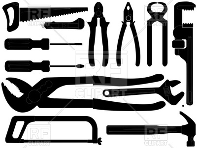 400x301 Hand Tool Set Silhouettes Vector Image Of Objects Robertosch