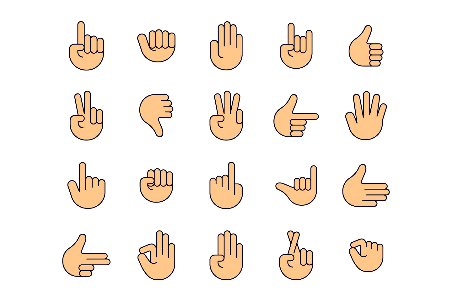 1440x960 Hands Vector Free Icon Set