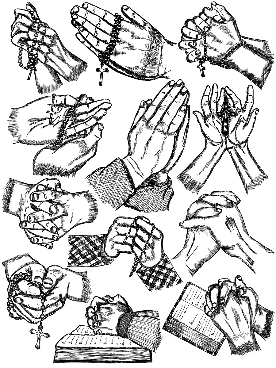 Hand Drawn Praying Hands Vector And Photoshop Brush Pack 900x1200 Hand Drawn Praying Hands Vector And Photoshop Brush Pack
