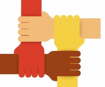 Vector Four Colours Teamwork Hands Vector Art 336x280 Vector Four Colours Teamwork Hands Vector Art