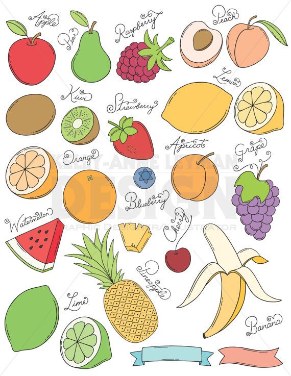 Doodle Fruit Clip Art Set, Hand Drawn Food Clipart, Commercial Use 570x737 Doodle Fruit Clip Art Set, Hand Drawn Food Clipart, Commercial Use