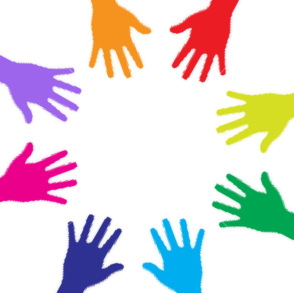 Colorful Hands Vector Illustration Royalty Free Stock Image 1000x998 Colorful Hands Vector Illustration Royalty Free Stock Image