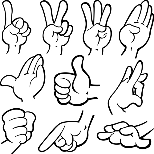 500x499 Different Hand Gesture Vector Set Free Download