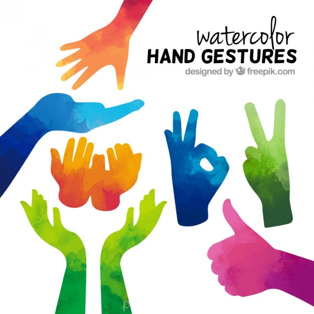 626x626 Watercolor Hand Gestures Vector Free Download