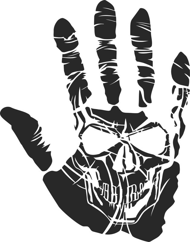 628x800 Sticker Skull Hand Tattoo Free Vector Coreldraw