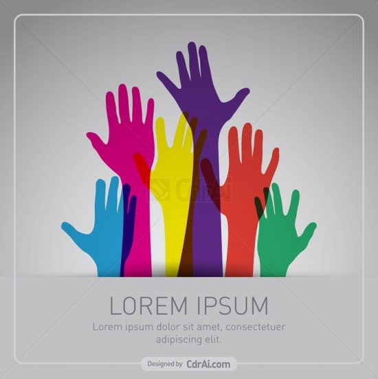 550x551 Colorful Up Hands Vector Free Download Cdr