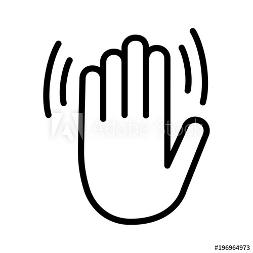 Hand Wave Waving Hi, Hello, Bye Or Goodbye Gesture Line Art 500x500 Hand Wave Waving Hi, Hello, Bye Or Goodbye Gesture Line Art
