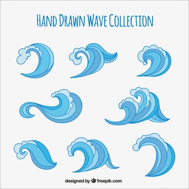 626x626 Collection Of Hand Drawn Waves Free Vector Draw In Vector