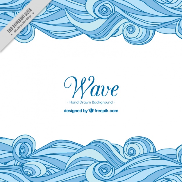 626x626 Decorative Background With Hand Drawn Blue Waves Vector Free