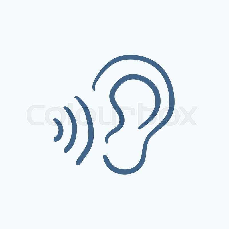 800x800 Ear And Sound Waves Vector Sketch Icon Stock Vector Colourbox